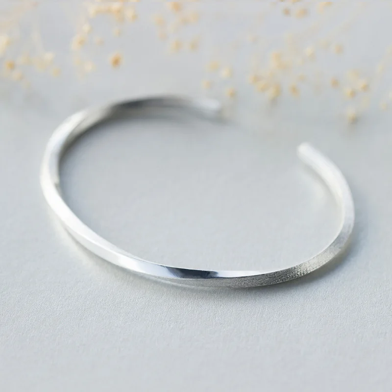 100% Оригинальный Женский Серебряный Браслет-манжета регулируемый штампованный