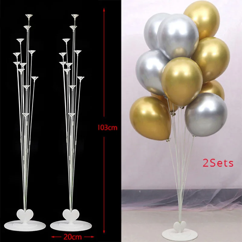 2set 11 tubes stand День рождения подставка для воздушных шаров держатель для шарика Колонка пластиковый шар палочка День Рождения украшения для детей и взрослых свадебные шары - Цвет: 2set 11 tubes stand