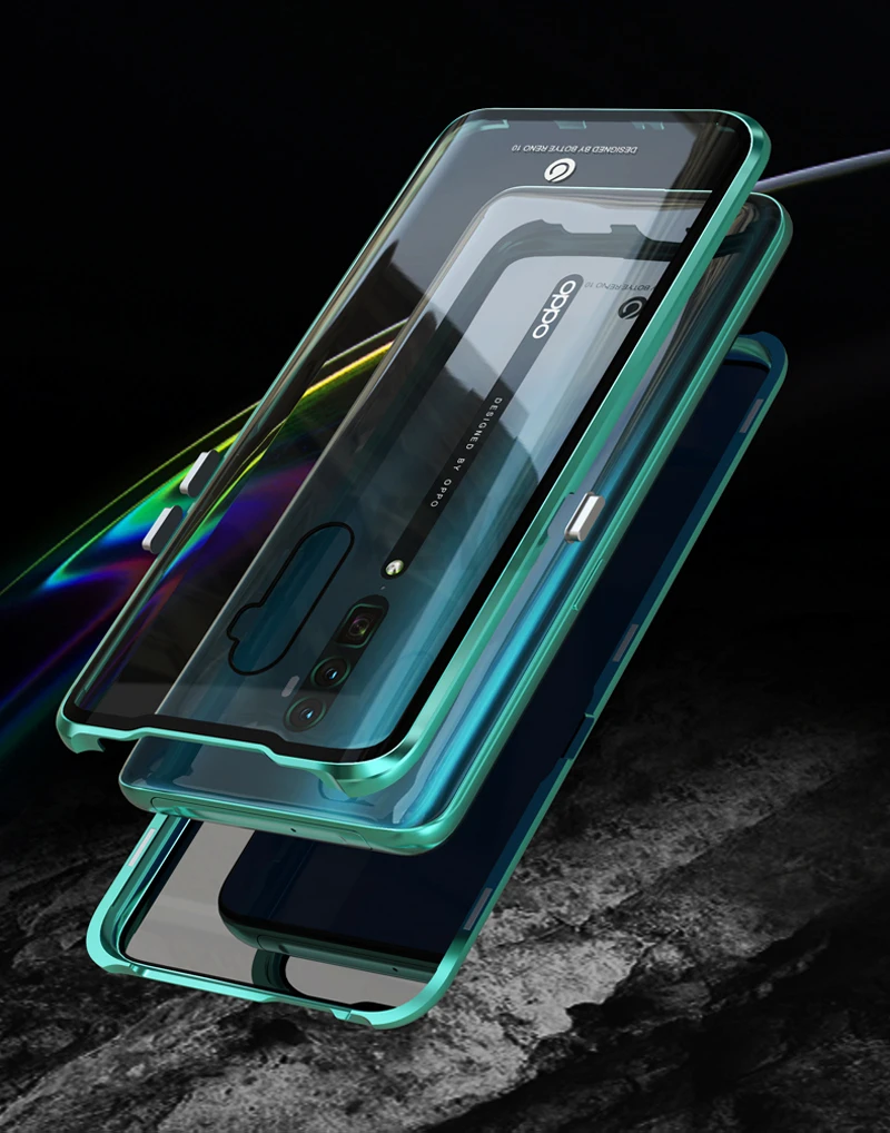 360 полный защитный чехол для OPPO Reno 10X Zoom 10 металлический магнитный бампер передний сенсорный задний стеклянный чехол OPPO Reno 10X Zoom чехол s