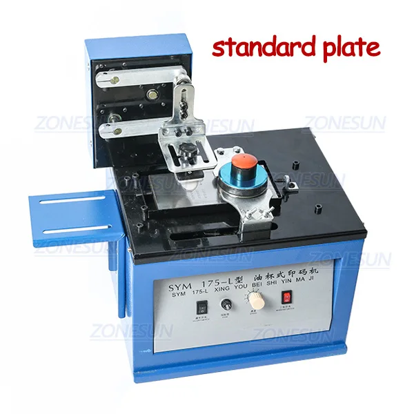 With standard plate ZONESUN автоматический планшет принтер электрическая струйная Дата Pad печатная машина для крышки бутылки печать логотипа металлическое стекло кодирующая машина - Цвет: With standard plate