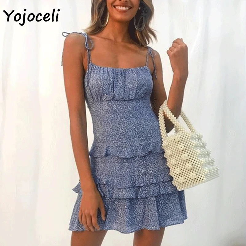 Yojoceli 2019 летнее платье с рюшами и цветочным принтом женские пляжные в стиле бохо