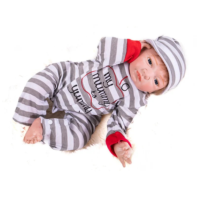 

50cm Silicone Reborn Baby Doll Toys Lifelike Soft Cloth body Newborn babies bebes Reborn doll Birthday Gift Girls Brinquedos
