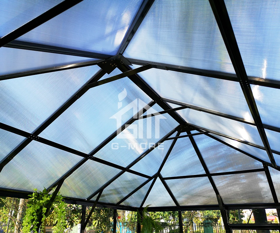 Теплица Gazebo/Invernadero черная с двойным стенным стеклом (9 7 дюйма x 14 3 12 8 м2 6 мм полый ПК