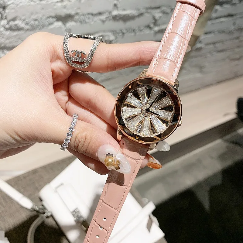 Модные Зеленые женские наручные часы с вращающимся циферблатом прочный красный