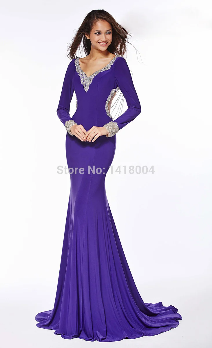 5A-2015 new deep v neck mermaid prom gowns sexy sequins spaghetti strap beading colorful Full evening dress party dresses | Свадьбы и