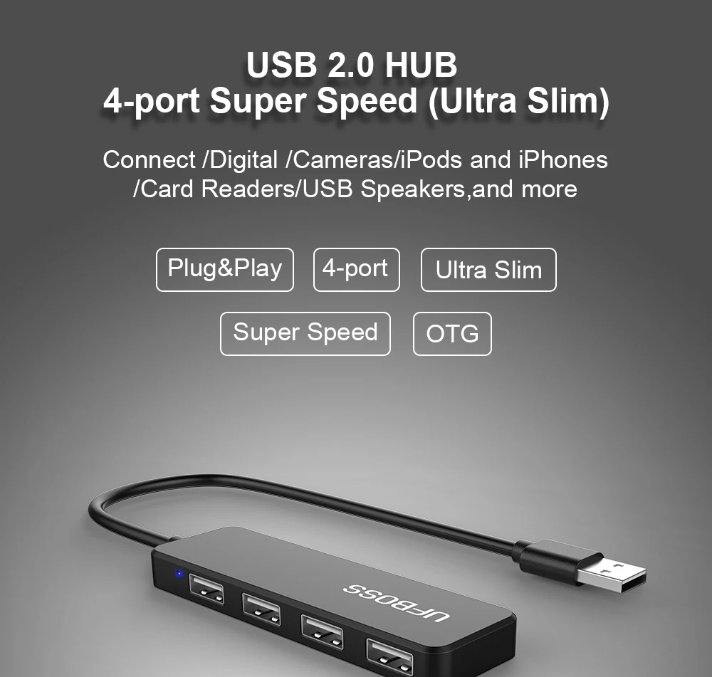 UFBOSS 4 порта USB Высокоскоростной 2 0 концентратор мульти разветвитель расширения