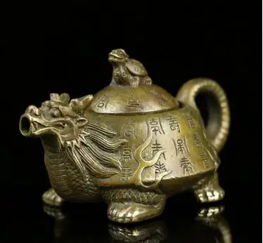 Медный чайник античный латунный украшение дракона декоративные металлические