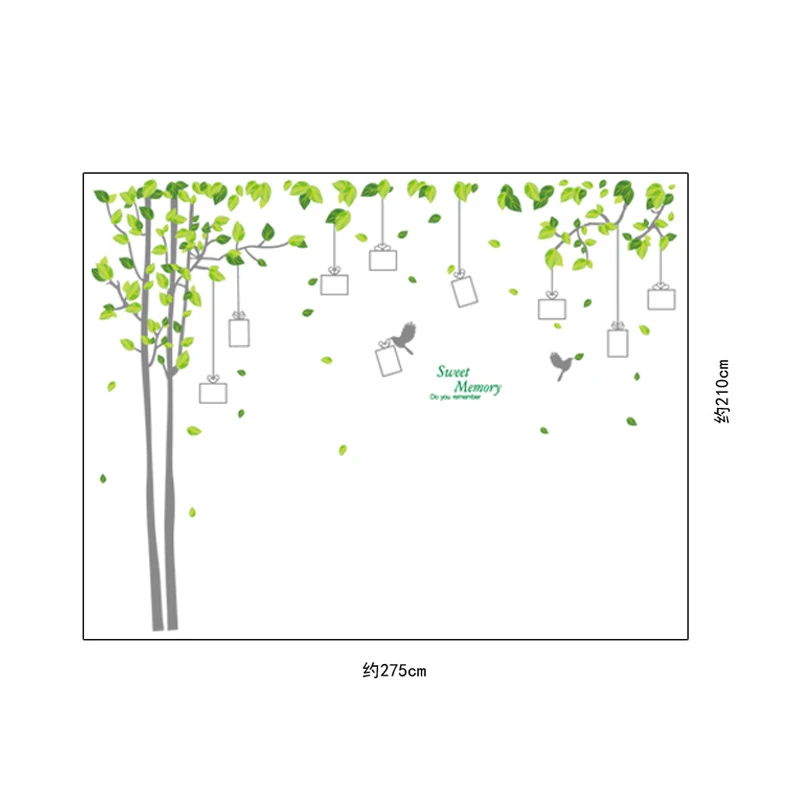 Сладкий памяти Green Tree фотография Рамки стены Стикеры Гостиная Спальня Наклейки на стены свадебный Декор Дети Детская плакат росписи