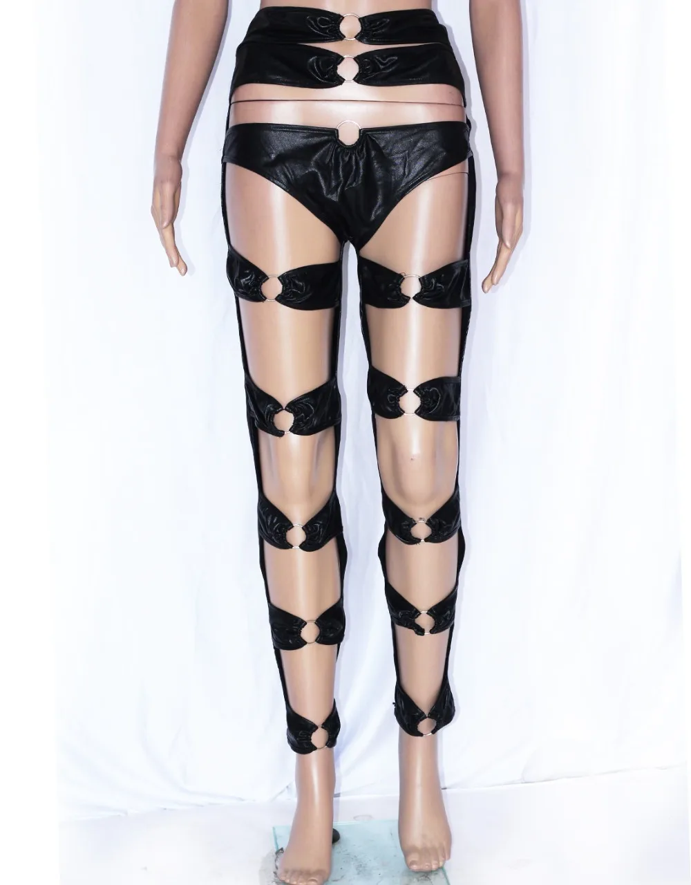 Черные Соблазнительные леггинсы из искусственной кожи женские облегающие