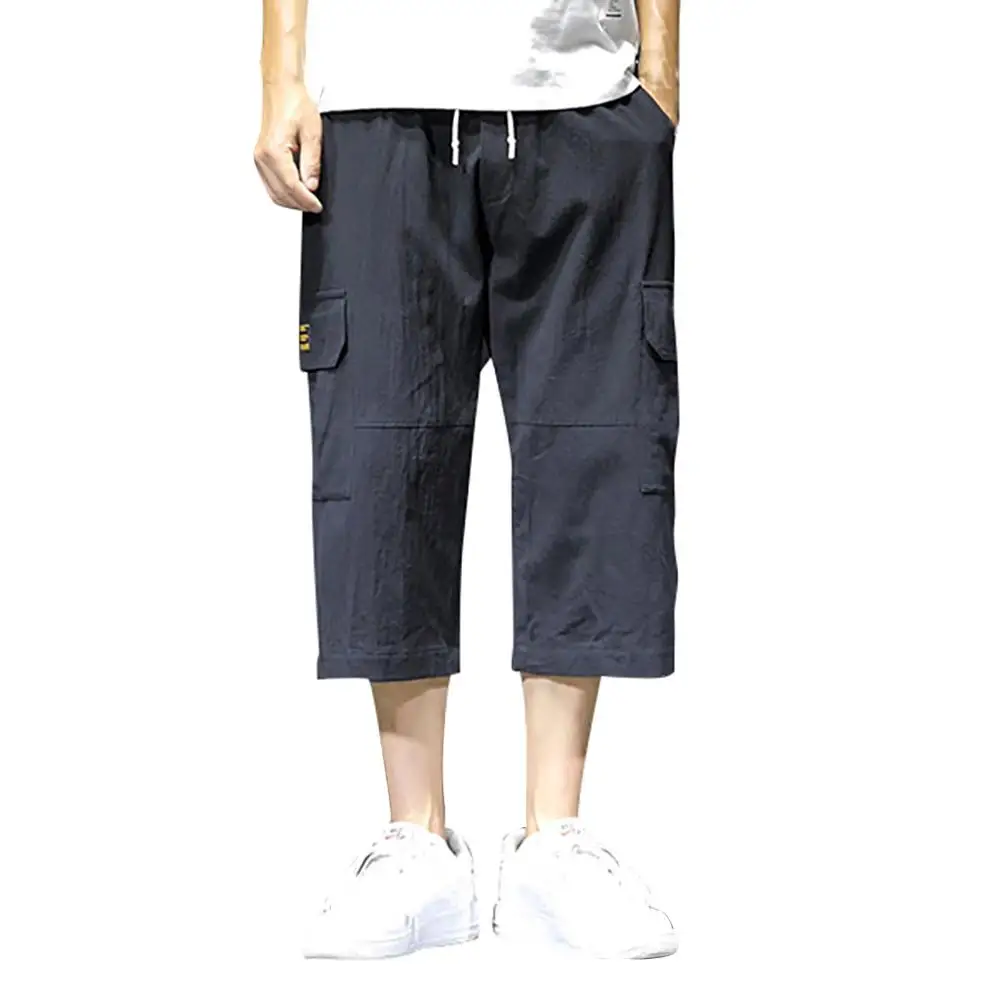Брюки карго мужские льняные модные повседневные штаны шаровары Джоггеры для