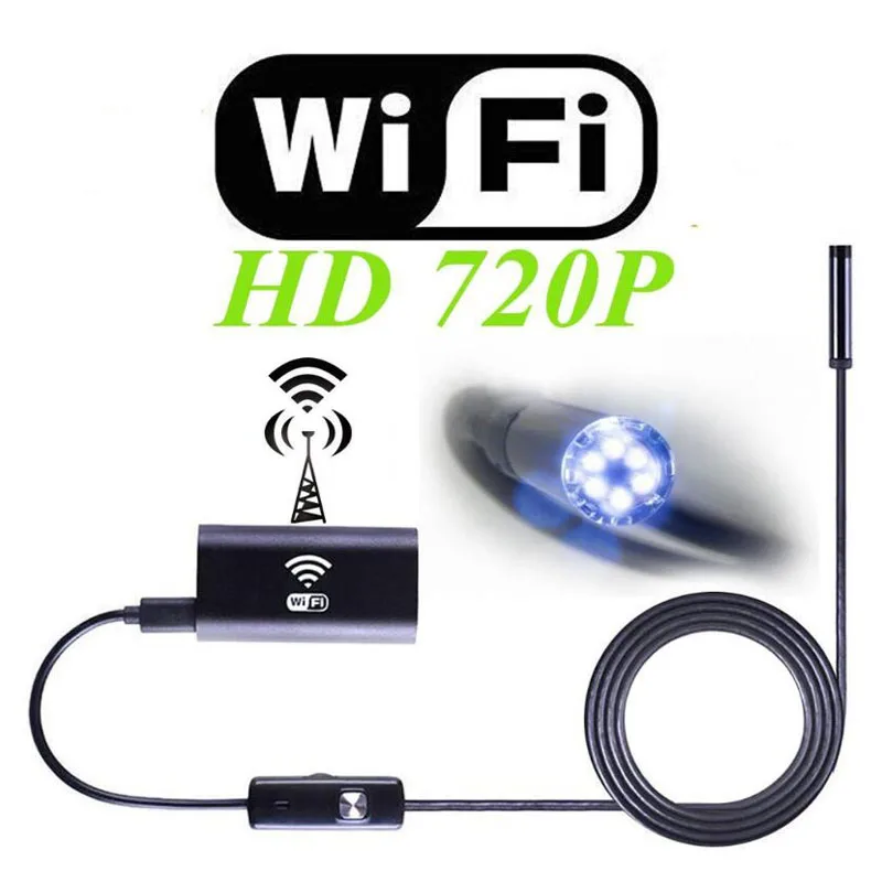 Беспроводной WIFI эндоскоп камера Водонепроницаемая мини 8 мм 2/3. 5/5 м USB для Iphone Android