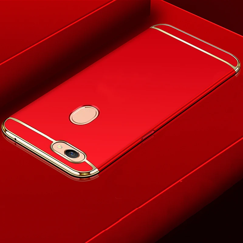 red YUETUO Роскошный Жесткий Пластиковый Чехол для задней панели телефона, чехол, чехол для oppo f7 f 7 красные аксессуары 3 в 1 противоударный - Цвет: red