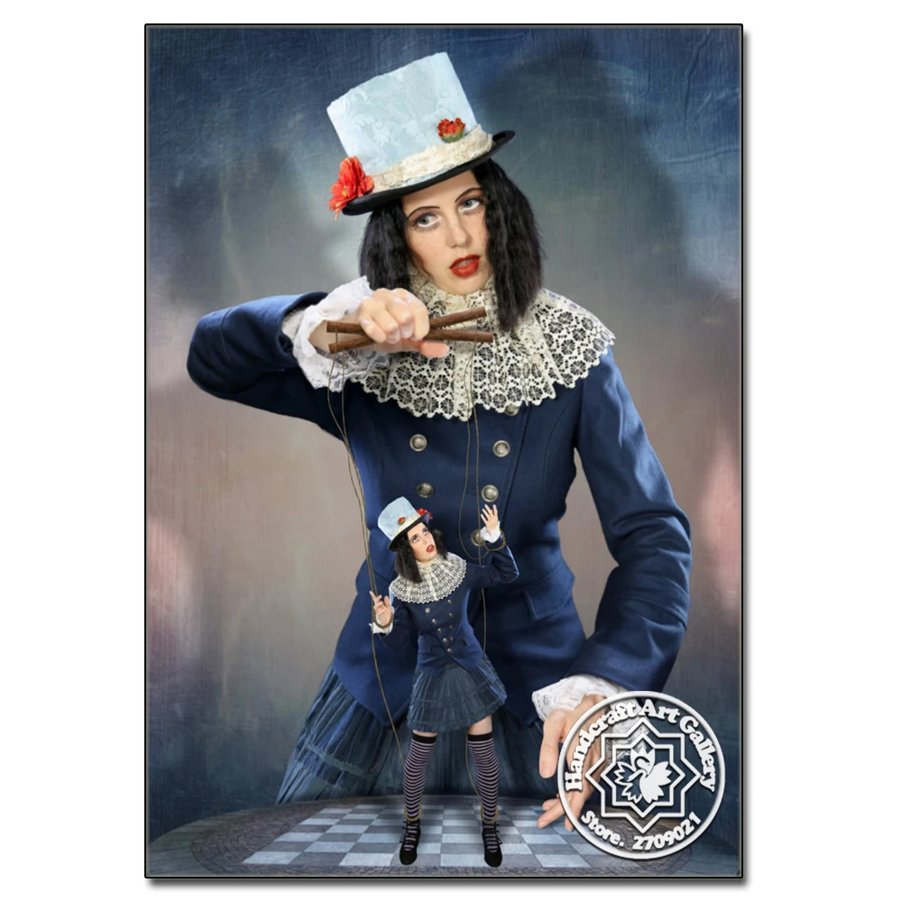 Moonzero 5D алмазная Картина Портрет полностью квадратные Стразы картина Marionette