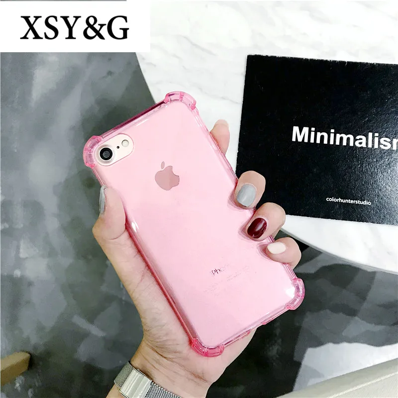 Модные противоударные прозрачные чехлы для телефонов iPhone 6 чехол iphone 7 6S 8 Plus X
