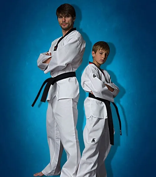 Бесплатная доставка 2016 униформы для тхэквондо мужские и женские костюмы