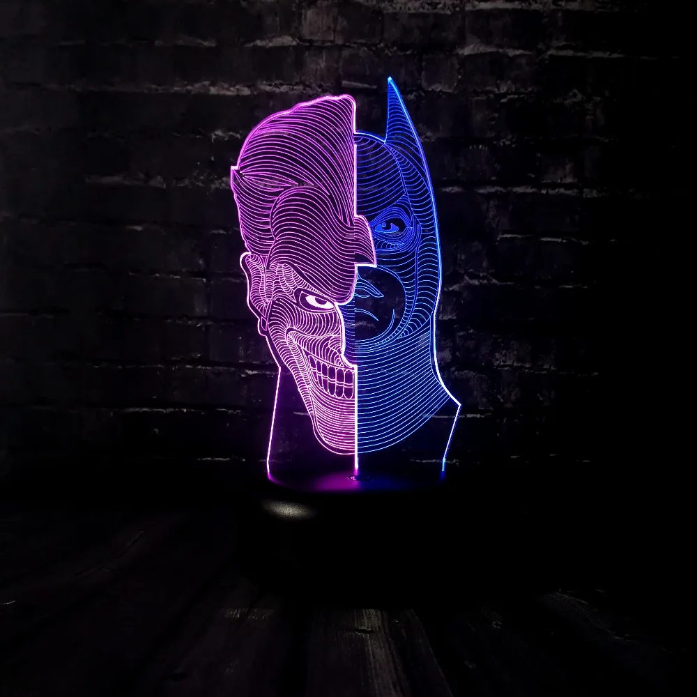 Творческий два лица человек 3D Illushion светодиодный ночник акрил Новинка освещение детский стол лампа для дня рождения подарок на Рождество