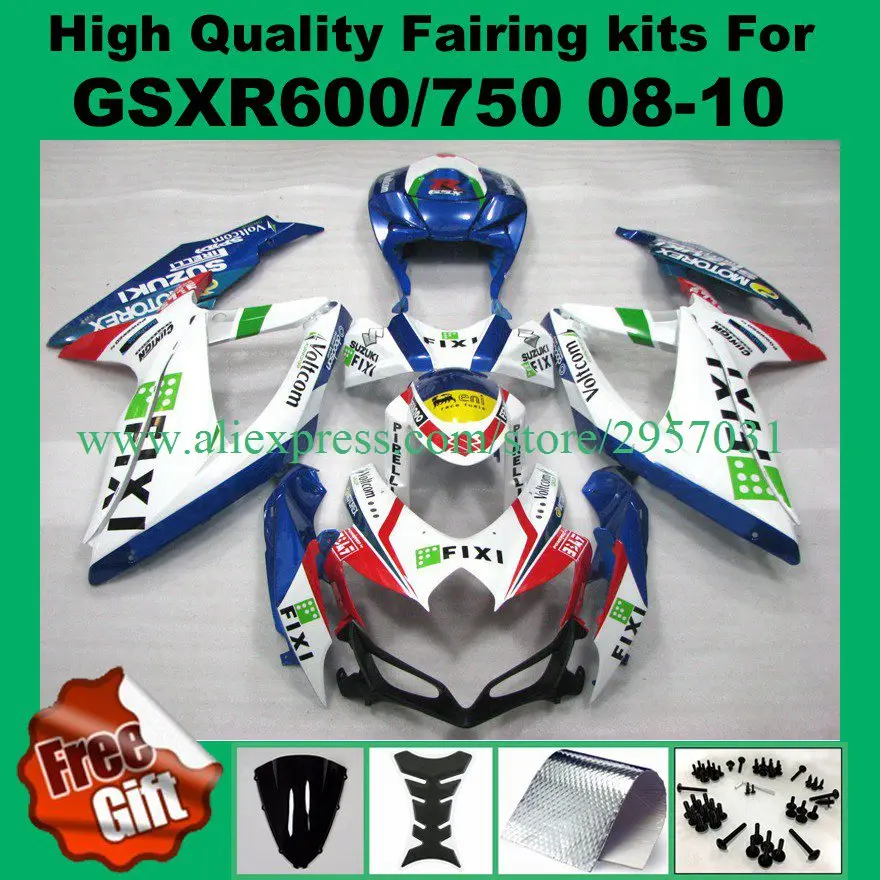 100% подходит для GSXR600 GSXR750 2008 2009 2010 SUZUKI K8 K9 GSXR 600 750 08 09 10 Инжекционный комплект