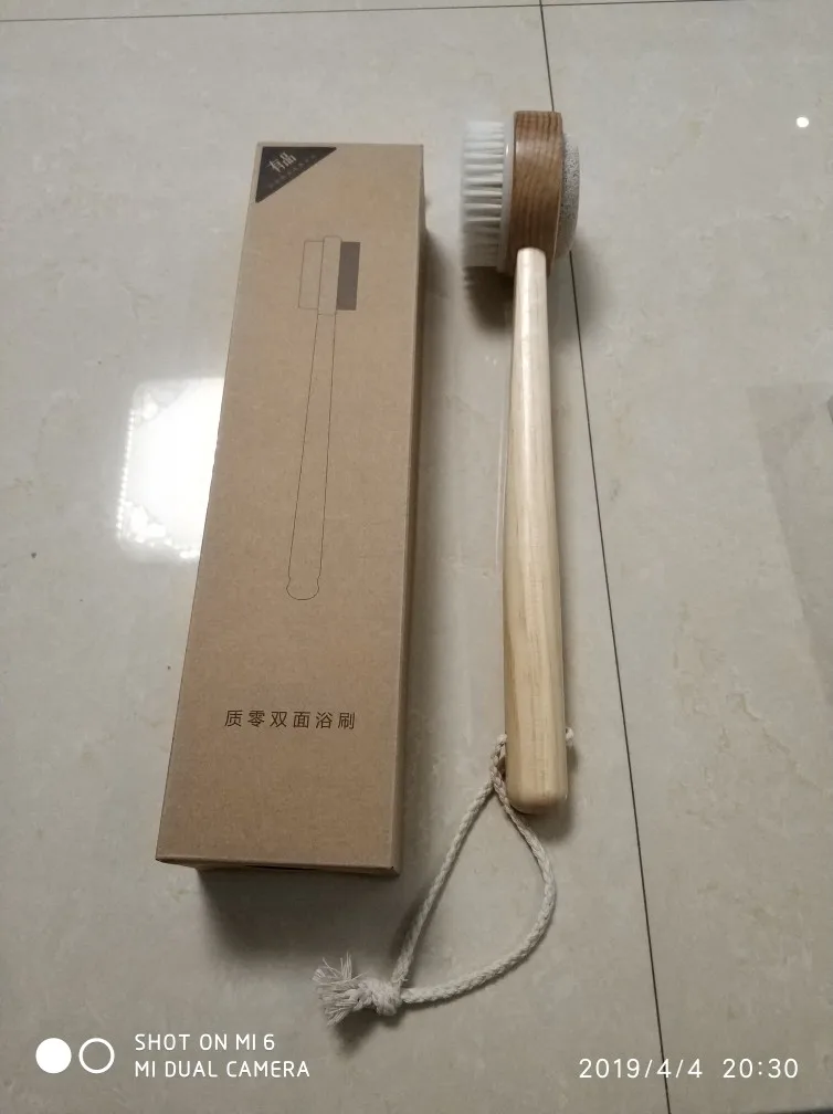 Xiaomi щетка для тела для ванны двухсторонний массаж длинная деревянная щетка для кожи спа пемза Силиконовый массаж аксессуары для ванной комнаты