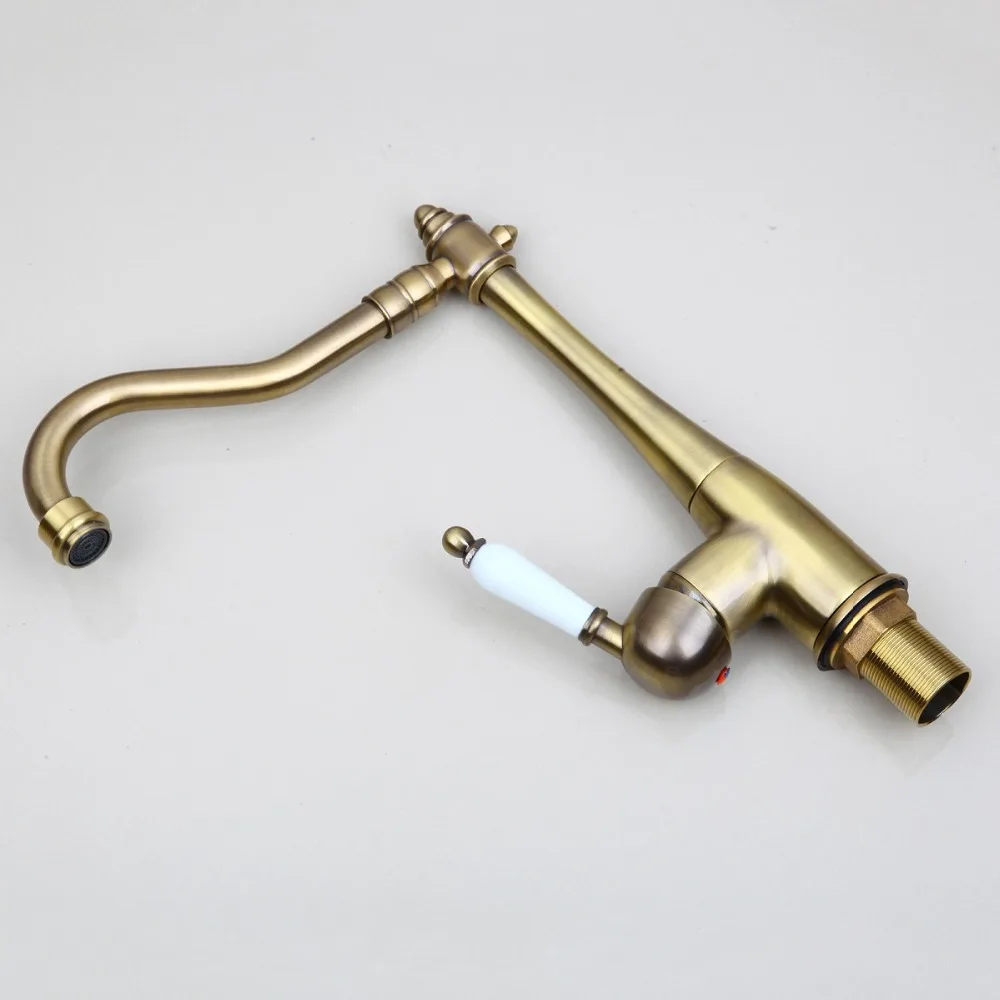 KEMAIDI Античная Медная Отделка смеситель для кухни и ванной комнаты с одной ручкой