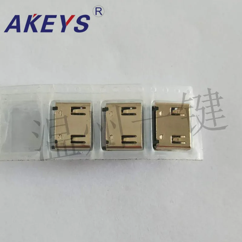 

6 PCS HDMI A Master seat SMT regular Copper-Gold 90-degree HD Connector female HDMI Master Interface HD socket