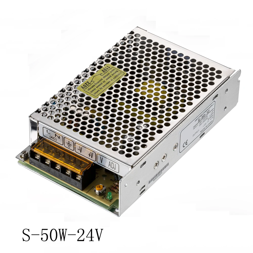 Охлаждающий алюминиевый корпус 2 А Импульсный источник питания 50 Вт 24 вольт