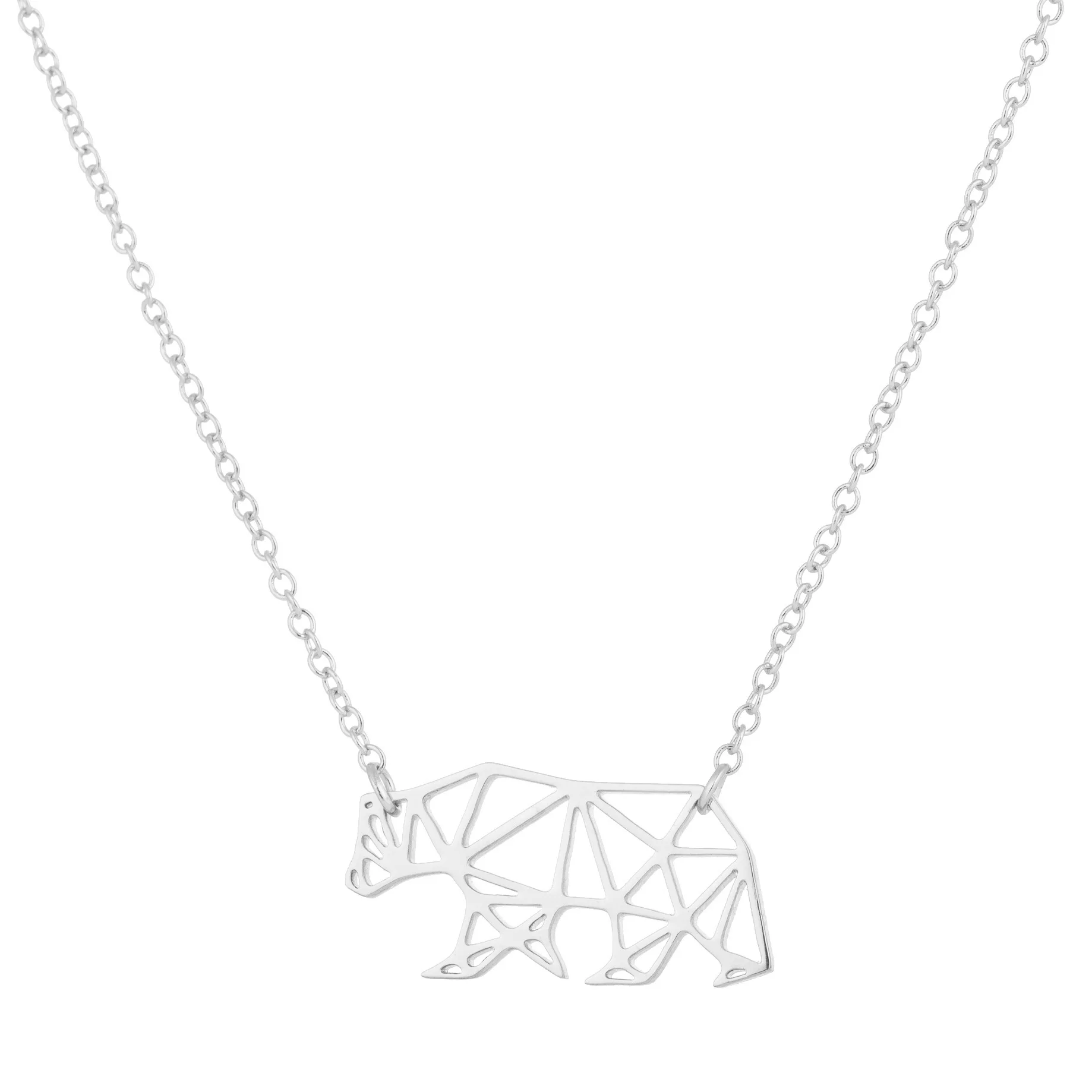 

Daisies Origami Bear Necklaces Geometric Mama Bear Gift for Mom Polar Bear Hollow Out Animal Necklace & Pendants