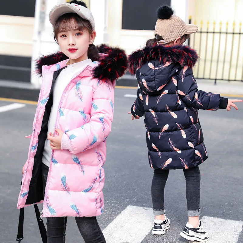 Новинка 2018 года зимнее теплое длинное пальто для девочек детская куртка с