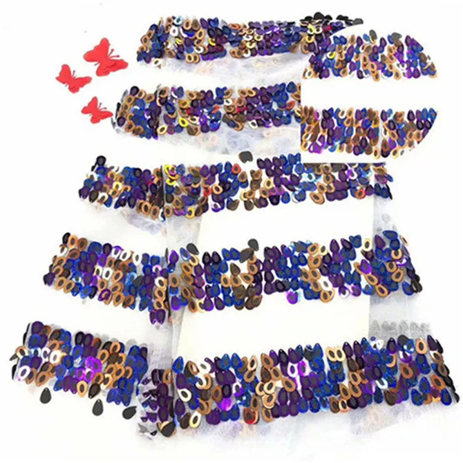Multicolor 2019 New style French net lace fabric 3D sequins big African tulle mesh high quality african | Дом и сад