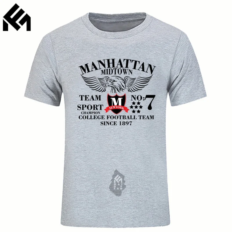 Manhattan Midtown № 7 1897 мужская футболка 100% хлопковые топы мужские короткий рукав oversize