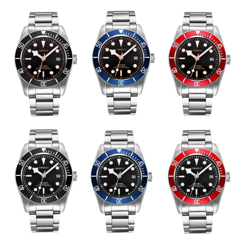 Corgeut 41 мм Мужские часы, сапфир Стекло lume механические наручные часы Miyota 8215 mov не развертывания пряжки часы CA2010D