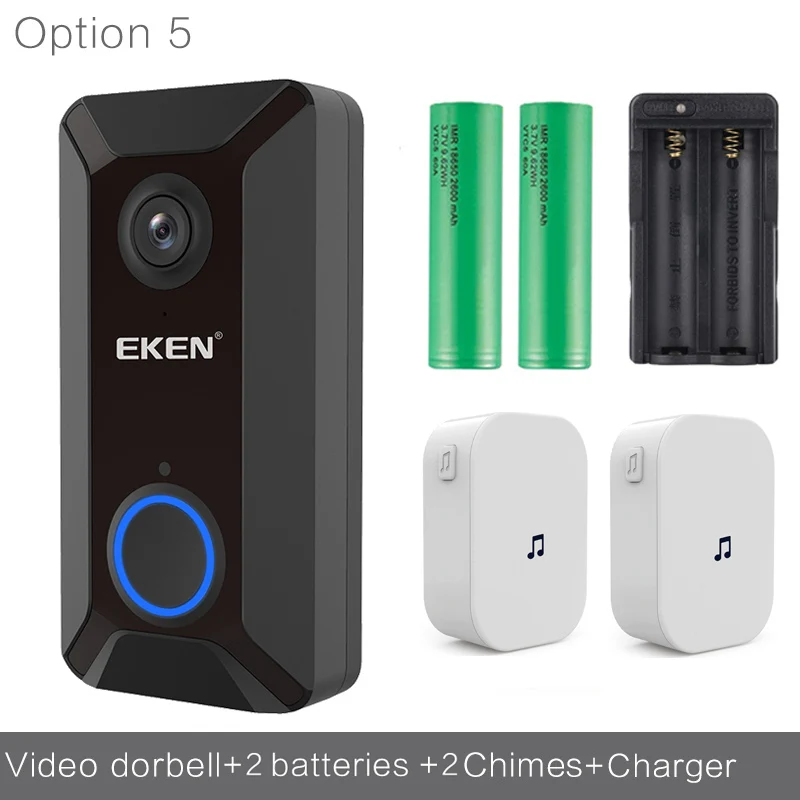 option 5 Eken V6 черный беспроводной облачный накопитель Домашняя безопасность домофон дверной звонок 720P ночное видение ИК Обнаружение движения Сигнализация Дверной Звонок - Цвет: option 5