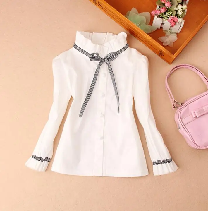 design 3 white Весенне-осенние блузки для маленьких девочек-подростков белая детская одежда школьная рубашка с длинными рукавами для девочек топы для детей JW3478 - Цвет: design 3 white