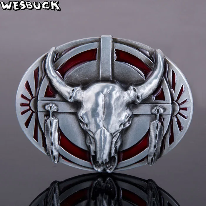 Wesbuck Brand большой бык пряжки ремня для мужчин женщин Прохладный Western Buckles металла Ковбой Пастушка Fivela Marvel букле Ceinture - Цвет: red color