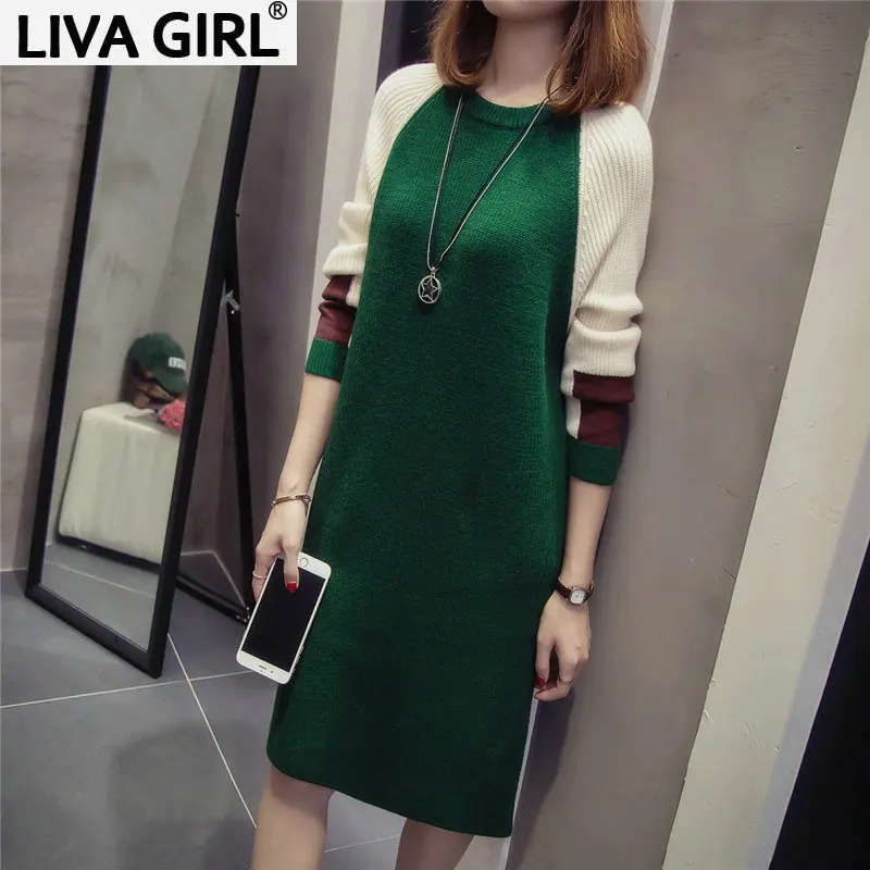 Loose sweater dress women's autumn 2019 new tide head set base color matching Korean and winter coat | Женская одежда