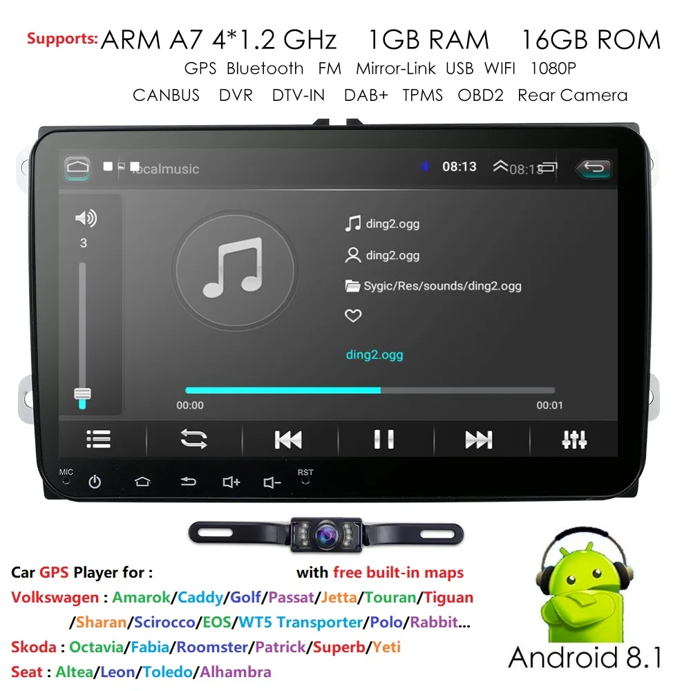 Hizpo Android 8 1 автомобильный мультимедийный плеер 2din радиоприемник gps для Volkswagen PoloT5