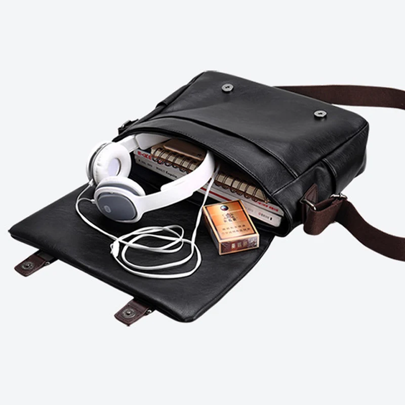 

Fashion Men Messenger Bags Leather Casual Black Briefcase Business Shoulder Bags Computer Laptop Handbag Bag Men's Travel Bags