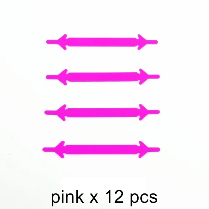 Pink Shoelaces 12 шт./партия, в ассортименте-11 расцветок, один(европейский) размер, новинка, эластичные силиконовые шнурки без галстука силиконовые шнурки для всех тапки Творческий шнурки G001a - Цвет: Pink Shoelaces