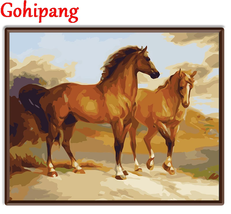 DIY Цифровая живопись маслом опираясь Лошадь стены по номерам современные