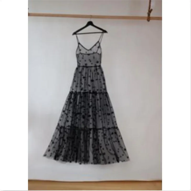 Women Sheer Mesh Long Dress New Sexy Lace Soild Color Dresses Ladies' Fashion See-through Summer Sleeveless Vestido Hot Selling | Женская