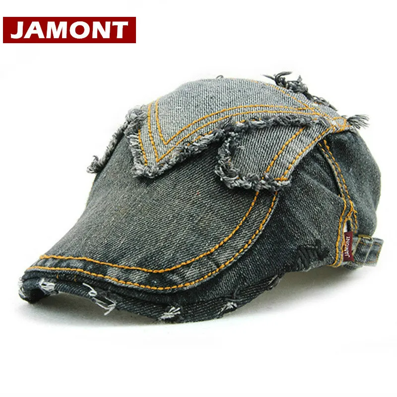 [JAMONT] новая джинсовая кепка для мужчин и женщин берет шапка с потертостями