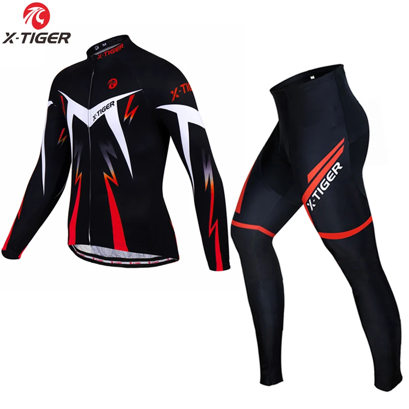 X-Tiger, зимние майки для велоспорта, набор, Pro, термальный флис, MTB, одежда для велоспорта, Ropa Ciclismo Invierno, Мужской комплект для велоспорта, Джерси - Цвет: Winter Cycling Set