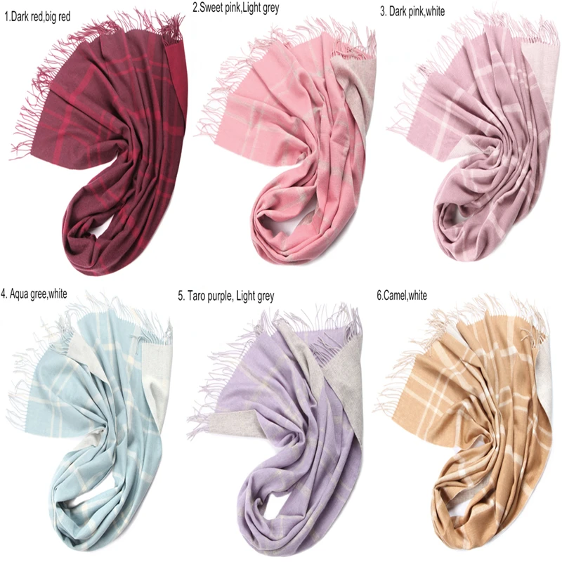 Double sided wool scarf Warm Thick Multi Colors Shawl Women Soft Scarves Cosywarmer | Аксессуары для одежды