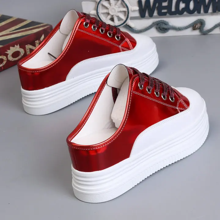 Женские кроссовки; повседневная обувь на платформе; zapatillas mujer; женская обувь на плоской подошве; женская обувь на танкетке с лазерным украшением; обувь на высоком каблуке 8 см; A11-14