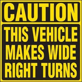 500pcs/lot 15x15cm CAUTION THIS VEHICLE MAKES WIDE TURNS funny car decal, Item No. CA23