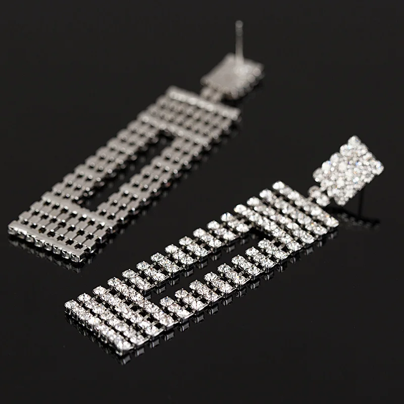 Модные Классические серьги Стразы серебряного цвета оптовая продажа