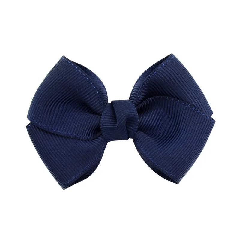 01 Navy Blue Заколка для волос из однотонной ленты с бантом для девочек, детские заколки с бантом, женские заколки, аксессуары для волос, детские заколки для волос - Цвет: 01 Navy Blue