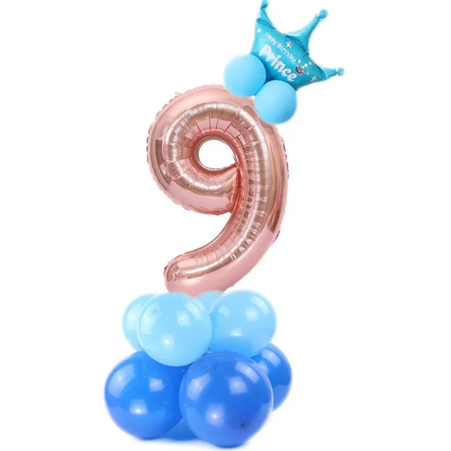 Blue set 9 1 набор, 0-9, воздушные шары в форме цифр, цифры, фольгированные шары, розовые/голубые короны, воздушные шары на день рождения, свадьбу, вечерние шары, товары для декора, воздушные шары - Цвет: Blue set 9
