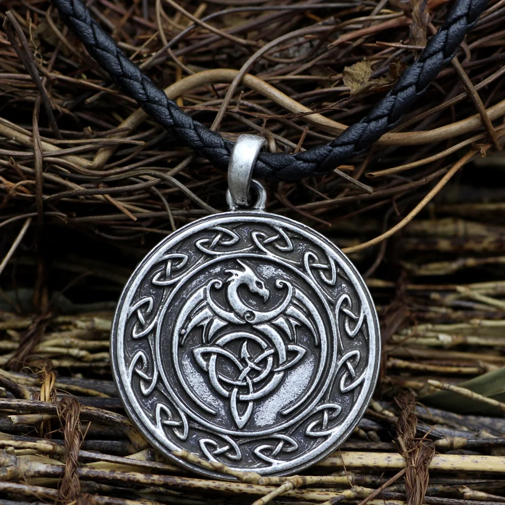 Мужская большая цепь двусторонняя с викингом треугольным узлом|dragon pendant necklace|pendant