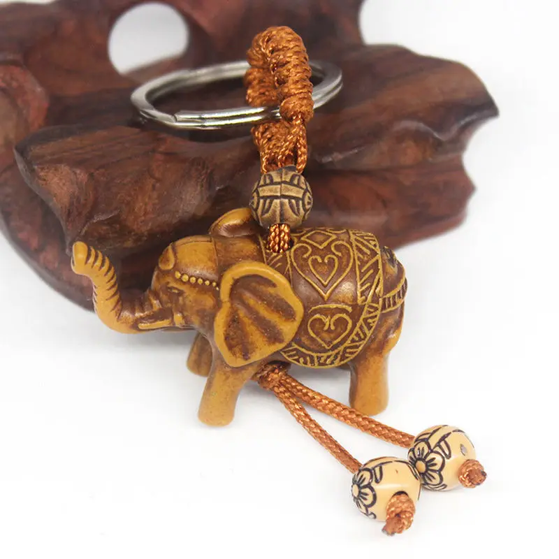 Lucky Elephant Carving Wooden Pendant Keychain Key Chain Ring Evil Defends Gift | Украшения и аксессуары