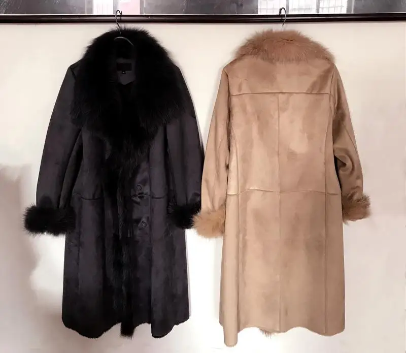 new fashion woman's genuine fox fur coat female lady winter warm clothing jacket for freeze snow weather blue black beige xxxl